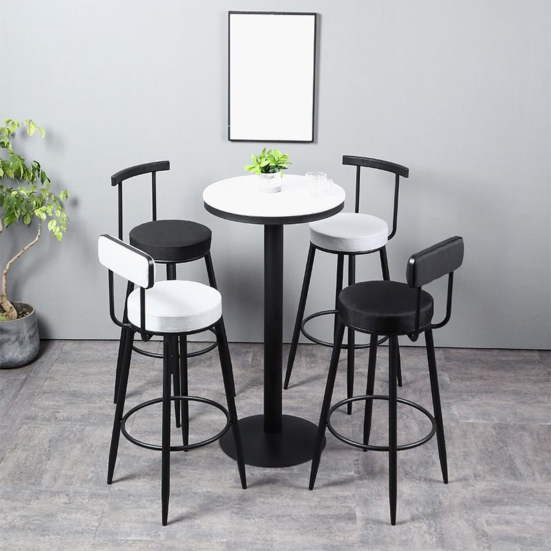 Industrial Metal Barstool Faux Leather Cushion Low Back Counter Stool with Legs for Home
