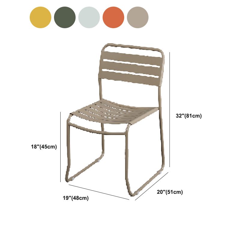 Glam Style Dining Chair Metal Ladder Back Side Chair for Patio