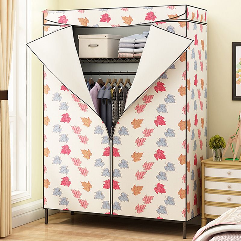 Contemporary Style 2-Shelf Wardrobe Steel Cloth Rod Included Wardrobe Closet