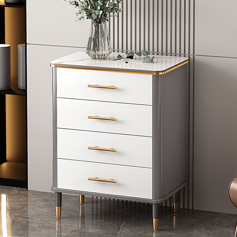 Glam Bedroom Stone Storage Chest Vertical Chest with Drawers
