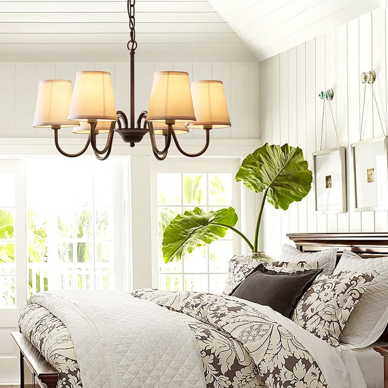 Multi-head hangende verlichtingsarmaturen Amerikaanse stijl kroonluchter hanglamp met stofschaduw
