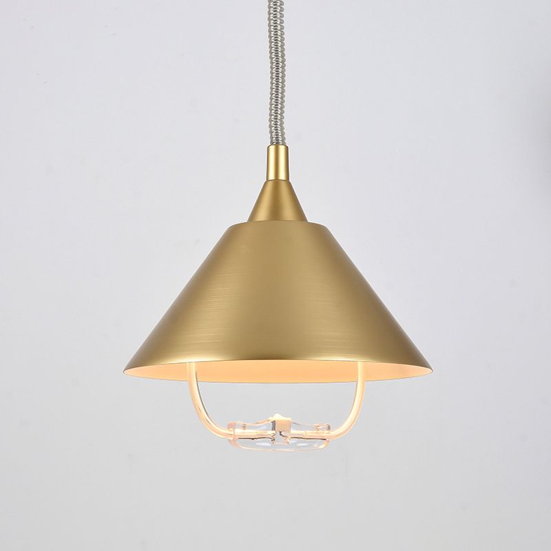 Postmoderne conische schaduw hanger aluminium 1 lamp restaurant Drop Lamp met lentekoord en handvat
