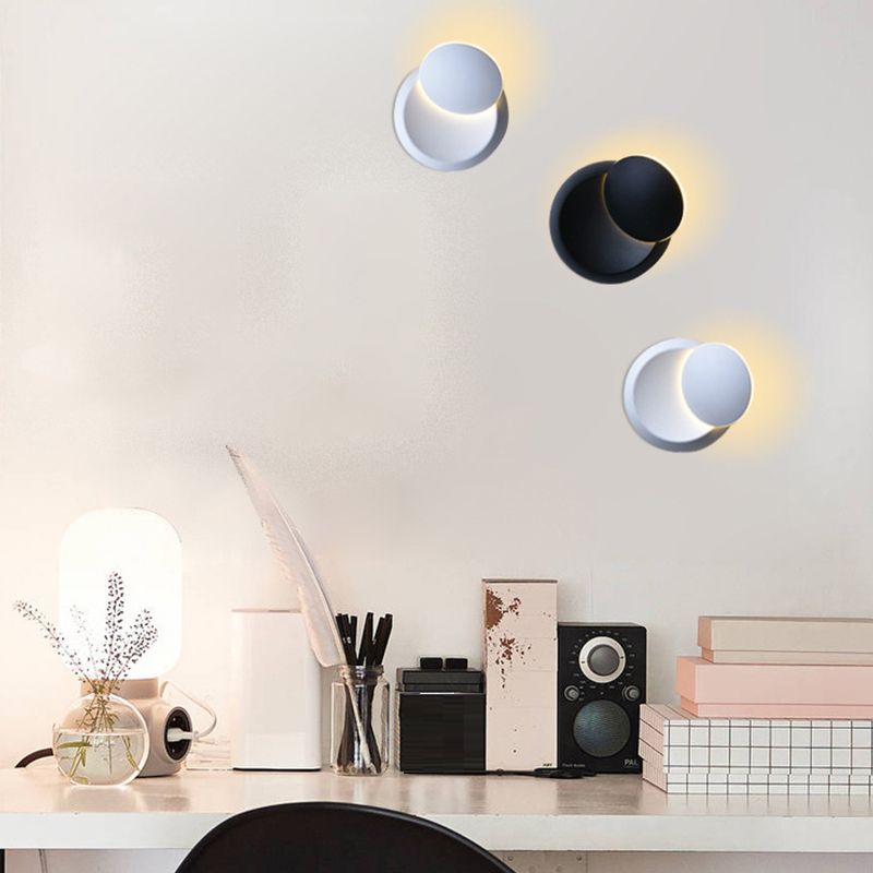 Single Modernism White/Black Wall Mounted Sconce Round LED Wall Light