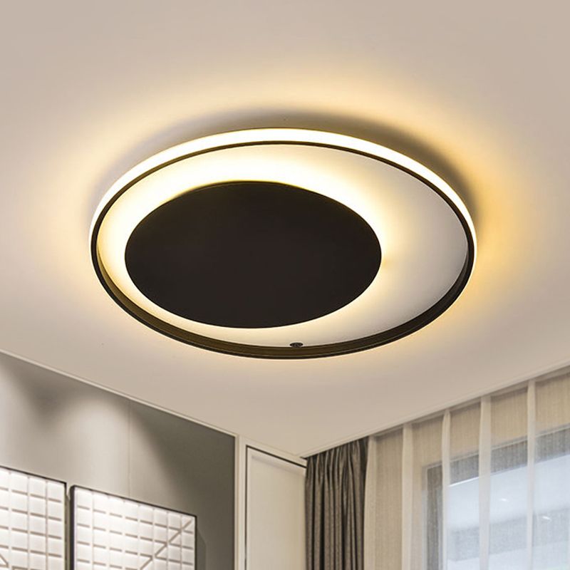 Black Circle Deckenleuchte Einfache Darstellung Acryl 18 "/23.5" Breite LED-Unterputz-Beleuchtung in Warm/Weißes Licht