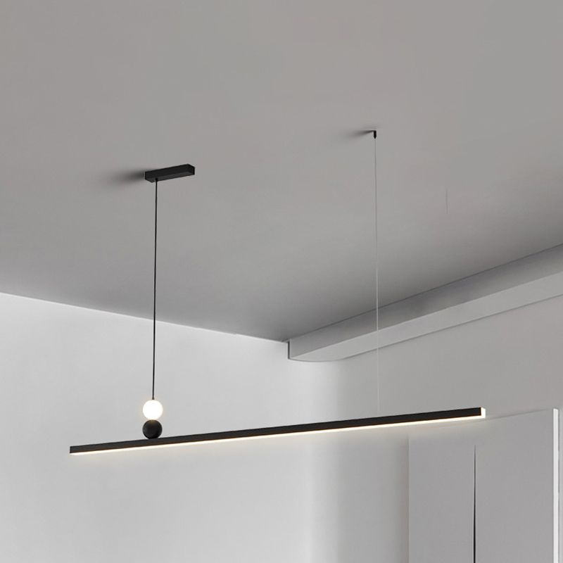 Aluminum and Acrylic Ceiling Pendant Fixture Linear Kitchen Island Fixture in Dark Black