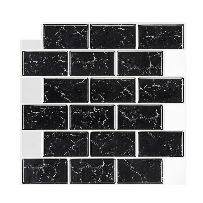 Black Marble Brick Wallpaper Panels Self Adhesive Country Style Kitchen Wall Covering