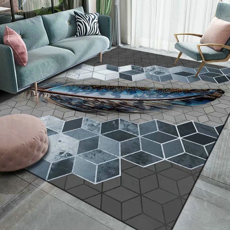 Gold Feather Rug Polyester Novelty Rug Stain Resistant Rug for Living Room