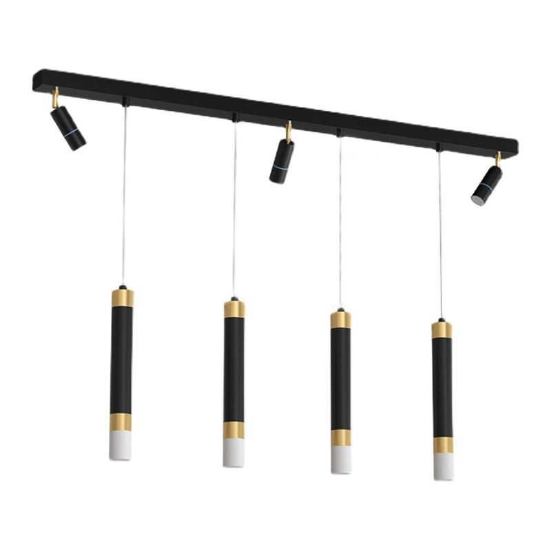 Éclairage d'éclairage de cylindre de style contemporain en métal îles luminaires en noir