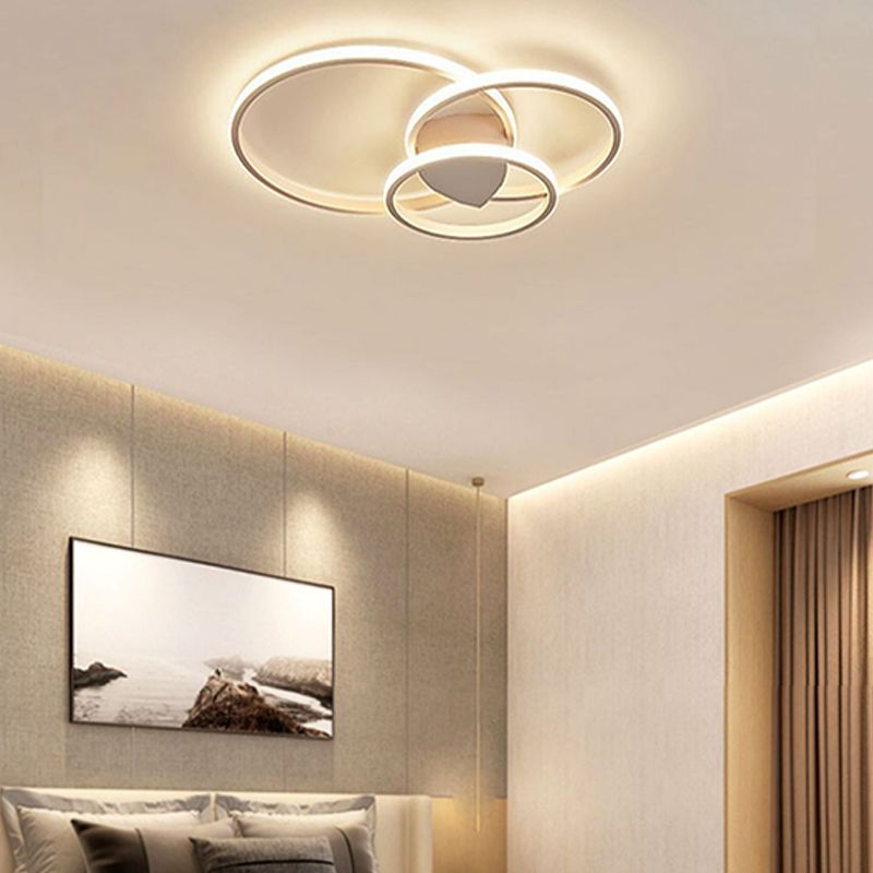 LED Flush Mounted Ceiling Lights Ring Contemporary Lighting Fixture for Living Room