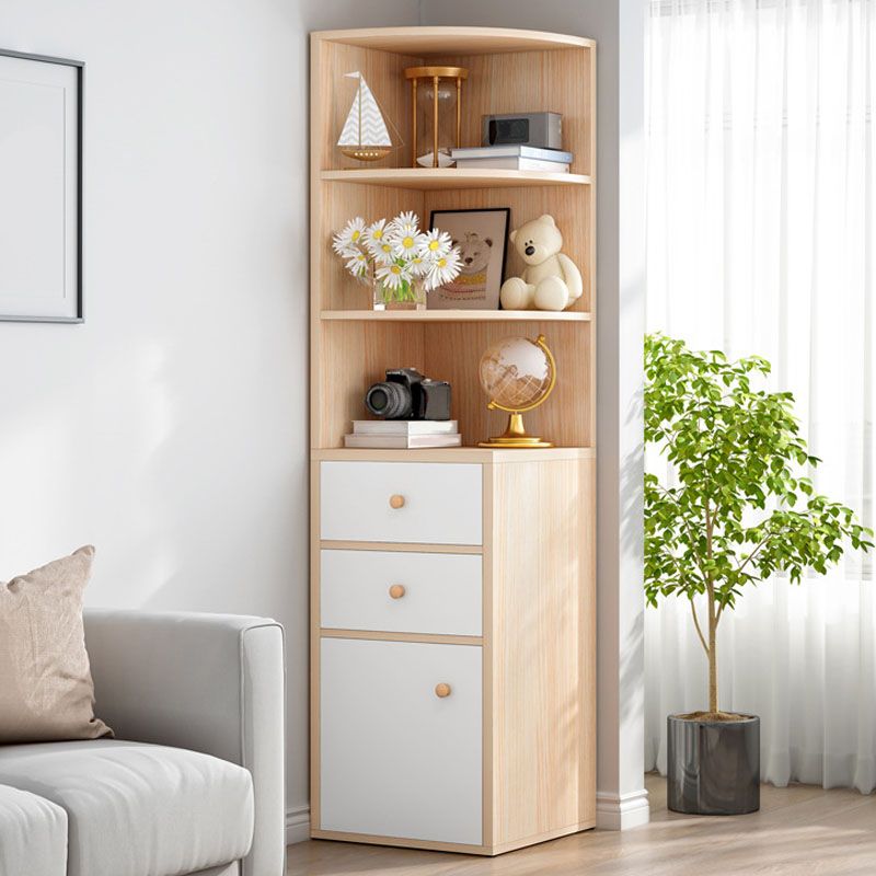 Modern Wooden Bookcase Storage and Display Shelves 64.2" H X 15.7" W Bookshelf with Drawer