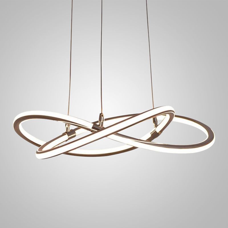 Modern Metal Sockets Chandelier Living Room Linear LED Hanging Pendant Lights