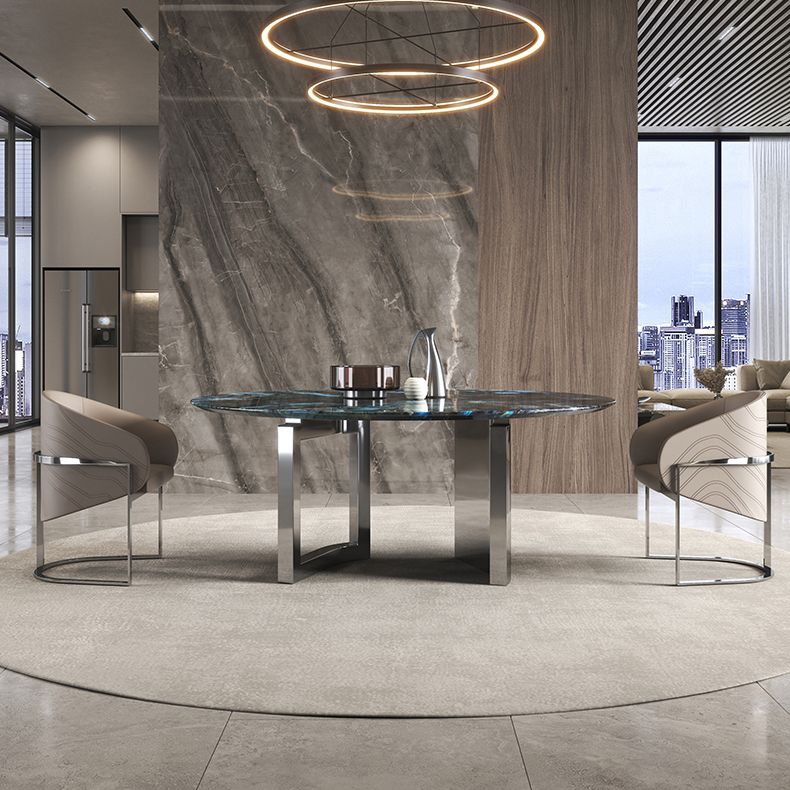 1/4/7 Pieces Stone Top Stainless Steel Base Dining Set for Home