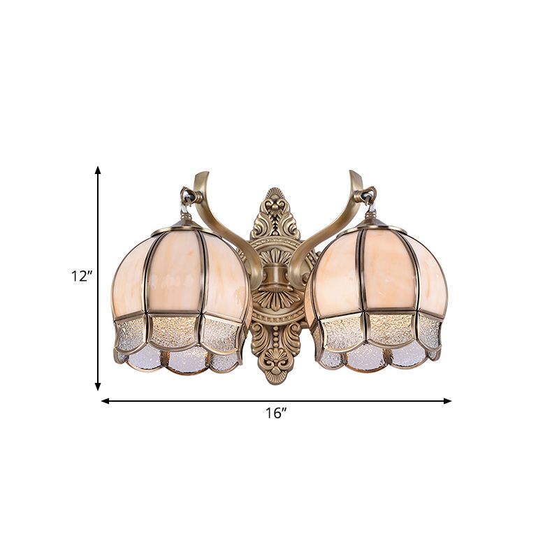 Globe Dining Room Sconce Light Traditionalism Metal 2-Bulb Brass Wall Light Fixture