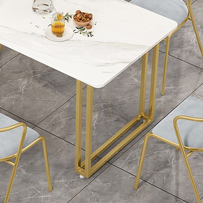 Mesa de comedor de piedra sinterizada Mesa trineo de lujo tradicional con marco dorado