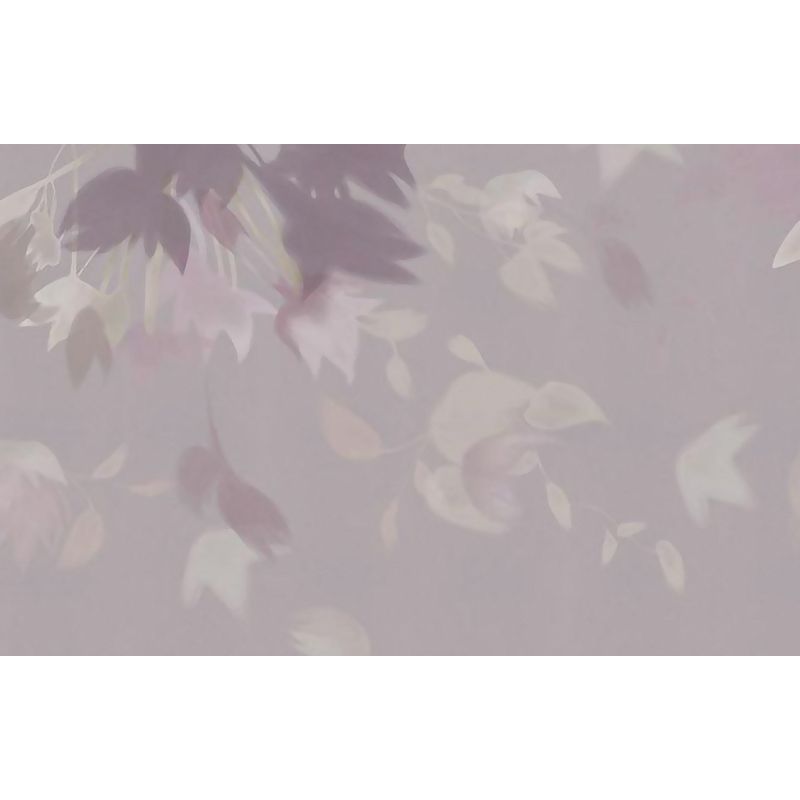 Purple Modernist Wall Mural Full Size Scattered Leaves Wall Art for House Interior