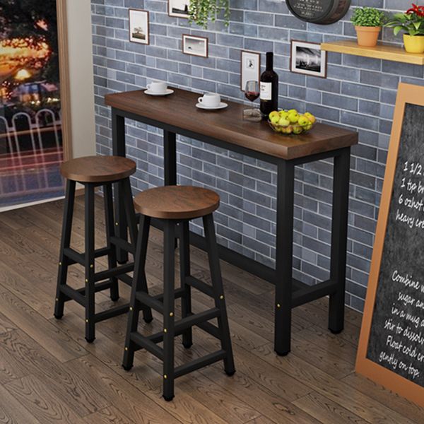 Modern Solid Wood Bar Dining Table Rectangle Bar Table in Brown