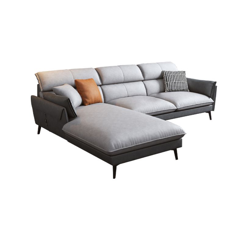 Contemporary Faux Leather Square Arm Sofa Sewn Pillow Back Sfa