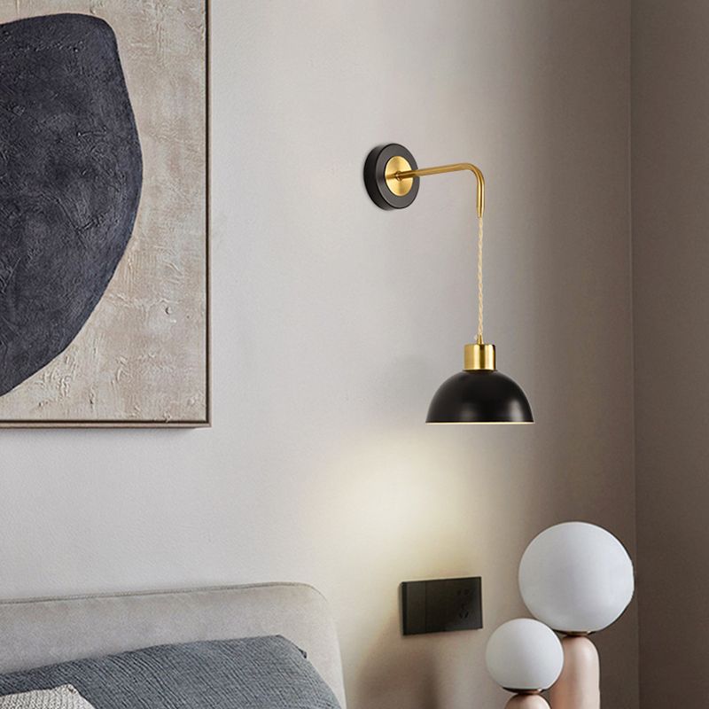 Metal Dome Simple 1 Light Wall Mounted Light Fixture for Bedroom