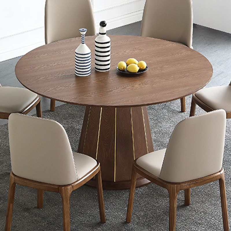 Modern Round Dining Table Wood Base Pedestal Table for Home Kitchen