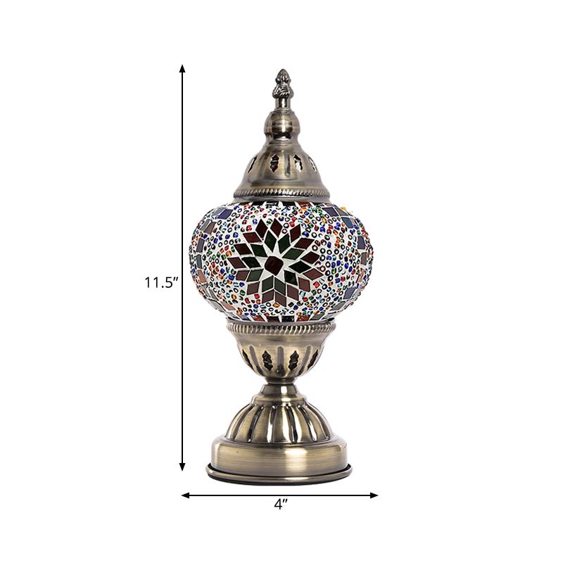 Lampada da tavolo per camera da letto a forma di torre in vetro colorato Art Déco 1 luce da comodino viola chiaro/rosso e verde/rosso e blu