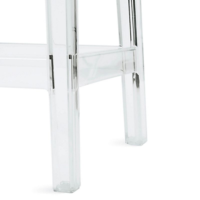 Contemporary Plastic Low Back Counter Stool Footrest Furniture with 4 Legs