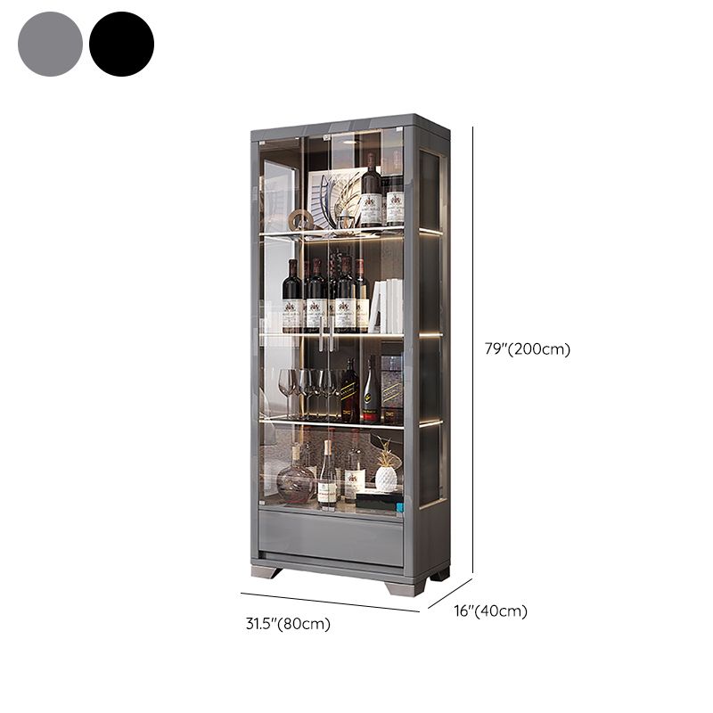 Modern Wood Curio Cabinet Glass Doors Storage Cabinet for Living Room