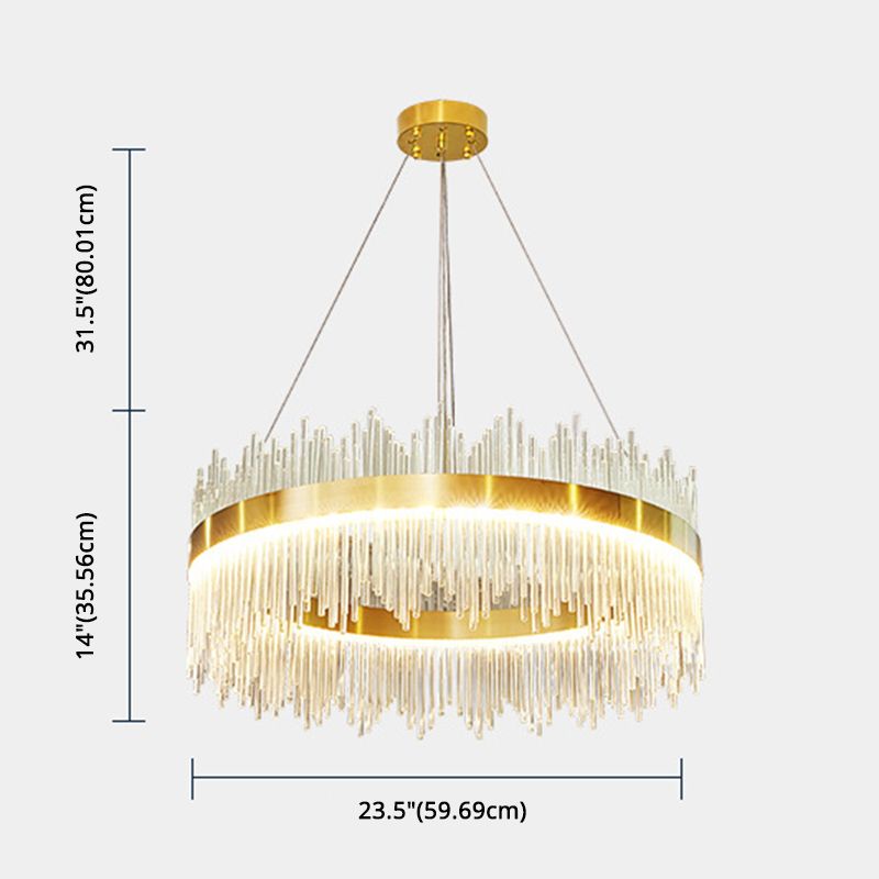 Mid-Century Modern Clear Crystal Down Lighting Pendant Round LED Suspension Lamp for Dining Table