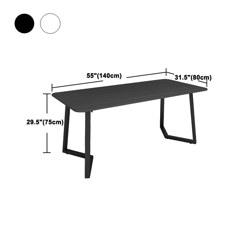 Sintered Stone Top Industrial Table for Restaurant Rectangle Dining Table Double Pedestal