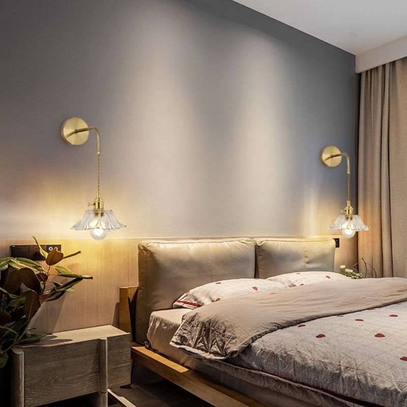 Nordic Style Wall Light Geometry Shape Wall Lamp with Glass Shade for Bedroom