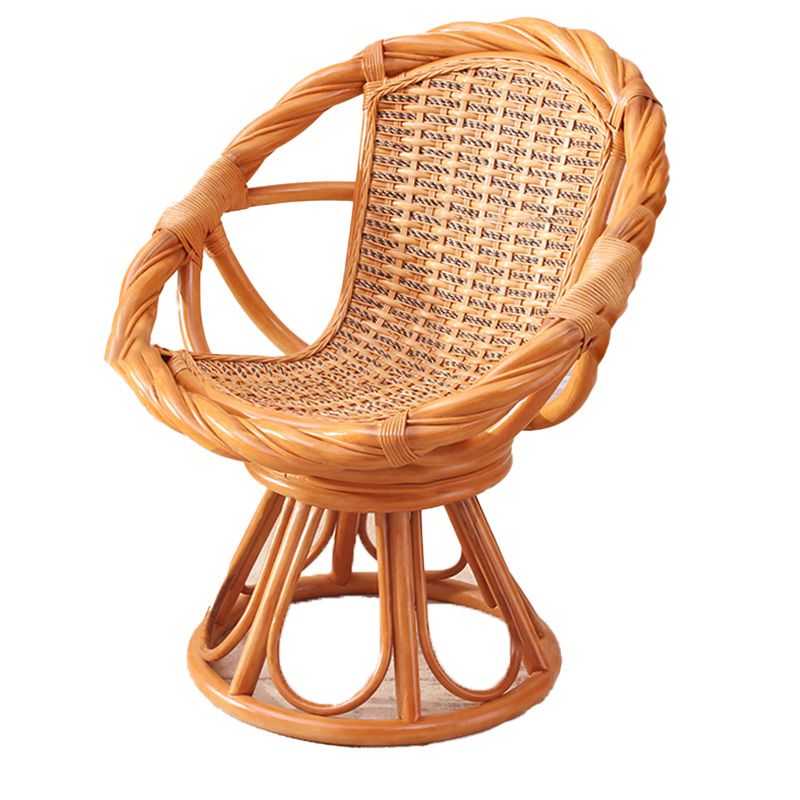 19" Wide Tropical Rattan Dining Armchair Swivel Outdoor Chair