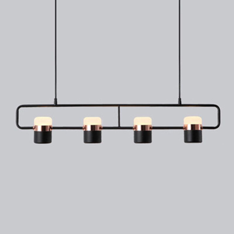 Modern Cylinder Shade Kitchen Island Lighting Black Metallic Light for Dining Room