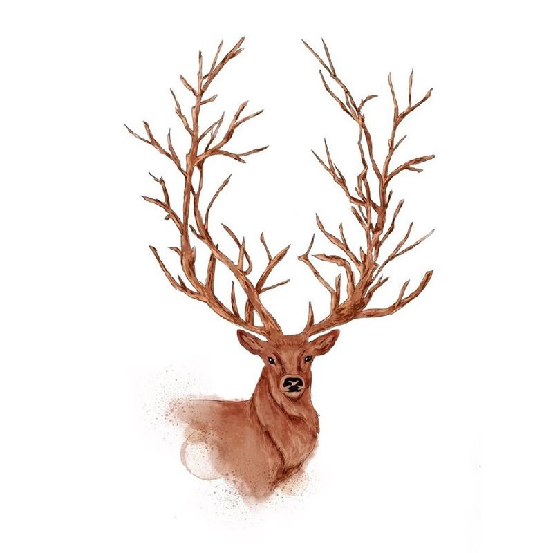 Non-Woven Waterproof Mural Nordic Style Deer Patterned Wall Covering in Brown for Home
