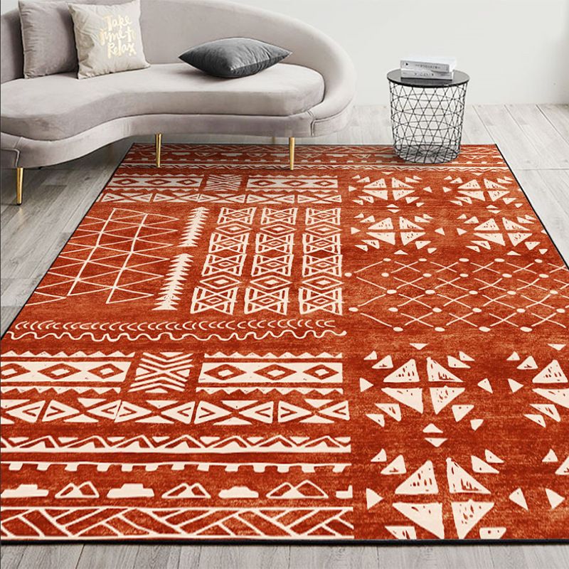 Boho Tribal Totem Rug Classic Polyester Carpet Stain Resistant Indoor Rug for Home Decoration