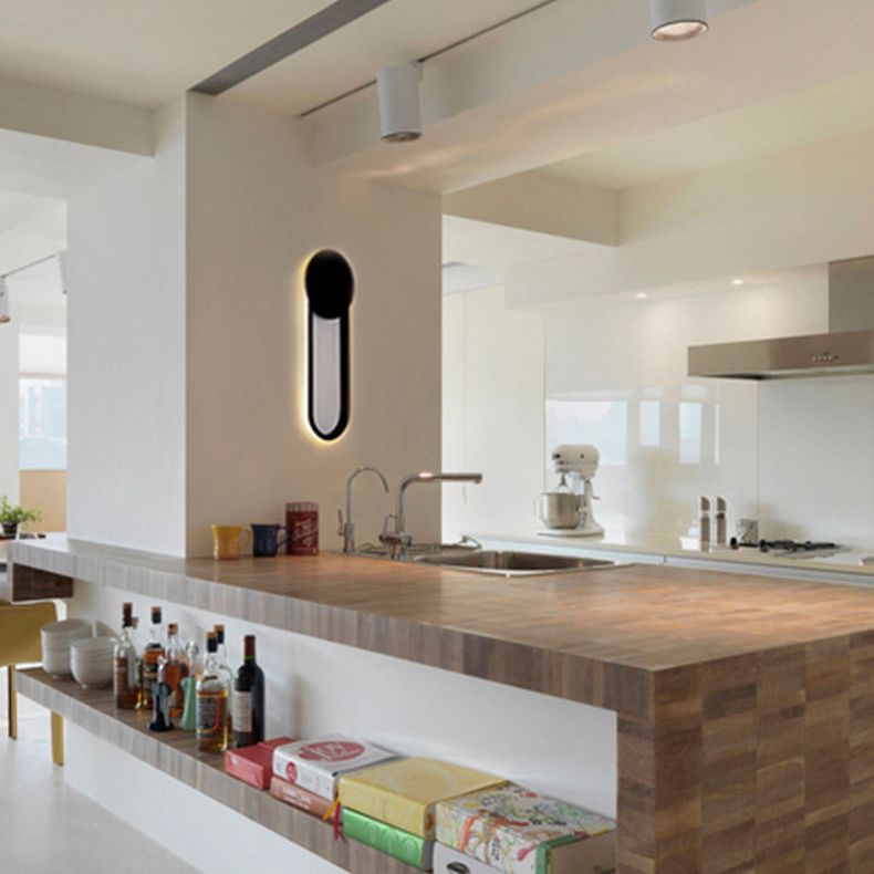 Modern Ellipse Wall Mount Lighting Metallic Wall Mounted Lighting for Living Room