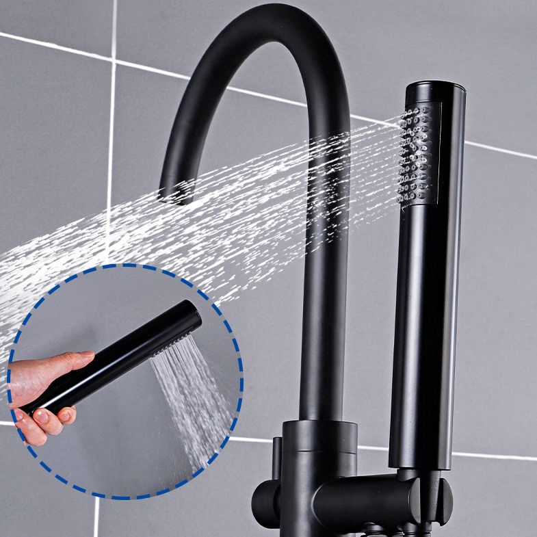 Floor Mounted Freestanding Tub Filler Metal Freestanding Tub Filler Trim with Spray Gun