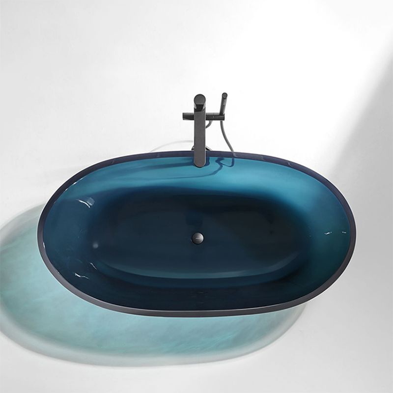 Acrylic Oval Freestanding Bath Modern 22.04-inch Tall Soaking Bathtub