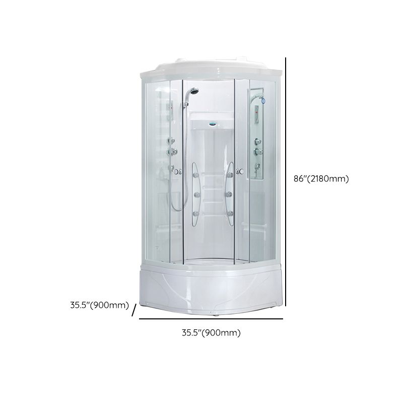 Neo-Round Shower Stall White Tempered Glass Shower Stall with Door Handles