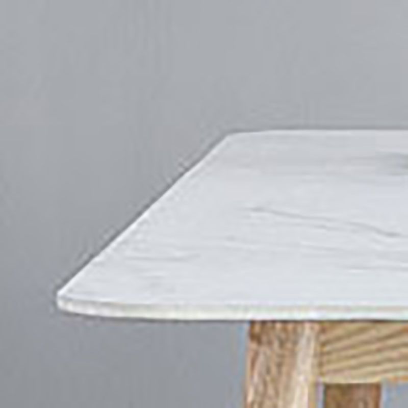 White Stone Top Dining Table Mid-Century Modern Table with 4 Wood Legs