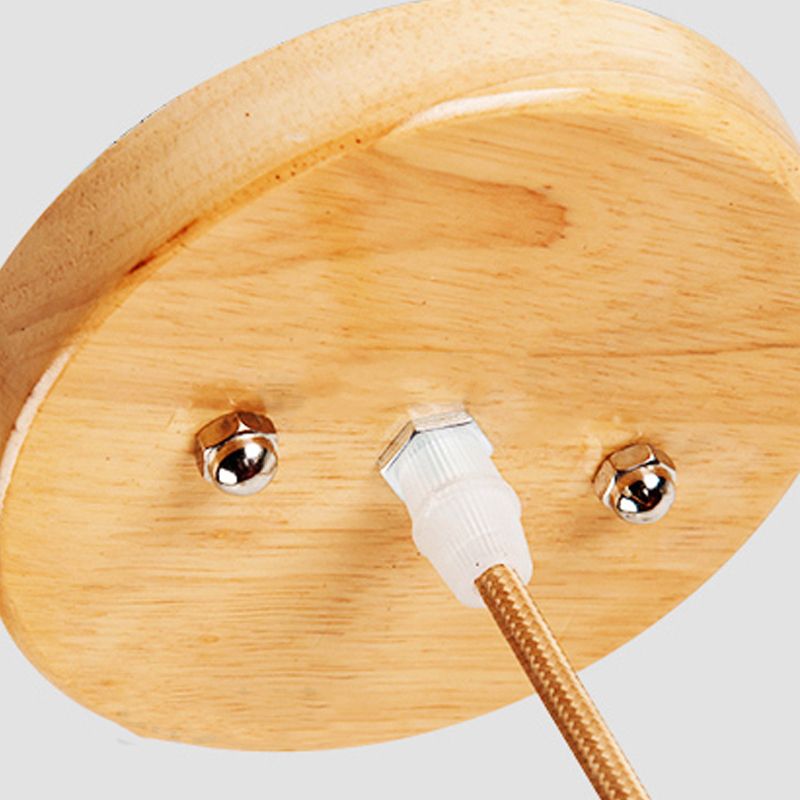 Modern Creative Pendant Light Wooden Geometric Hanging Lamp with White Fabrics Shade