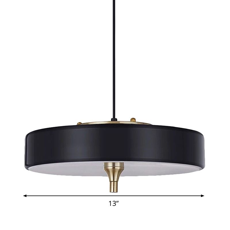 Moderno lampadario a tamburo blu chiaro/bianco/nero in metallo 3 luci sala da pranzo lampada appesa