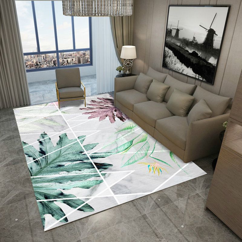 Decorative Leaves Pattern Rug Modern Simplicity Carpet Polyester Washable Carpet for Living Room