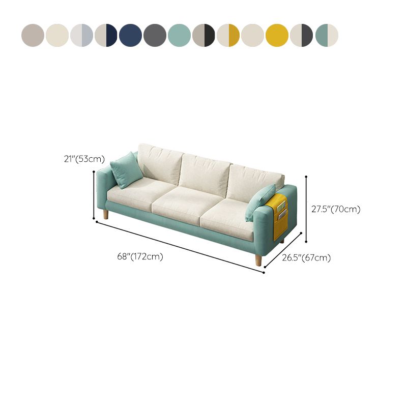 26.37" Wide Square Arm Sofa 3 Seater Solid Color Sofa with Storage
