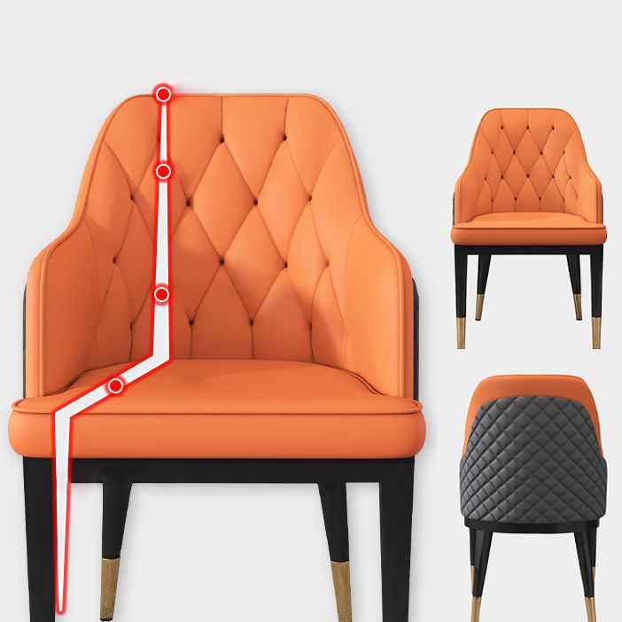 Solide achterkant van de achterste stoelen met stoffen met metalen benen gestoffeerde dineren met metalen benen