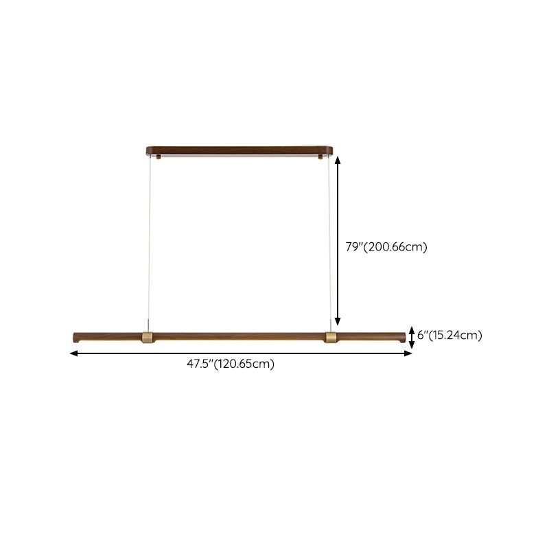 Linear Iron 1 - Light Kitchen Island Light in Walnut and Gold Finish LED Ceiling Pendant