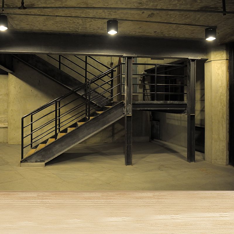 Iron Staircase Wall Covering Mural Industrial Waterproof Wine Club Wall Decor, Optional Size