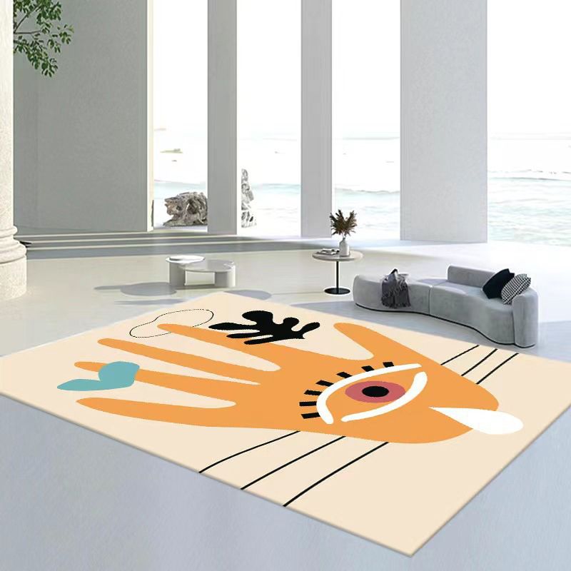 Contemporary Rug Colorblock with Line Background Rug Friendly Non-Slip Carpet for Home