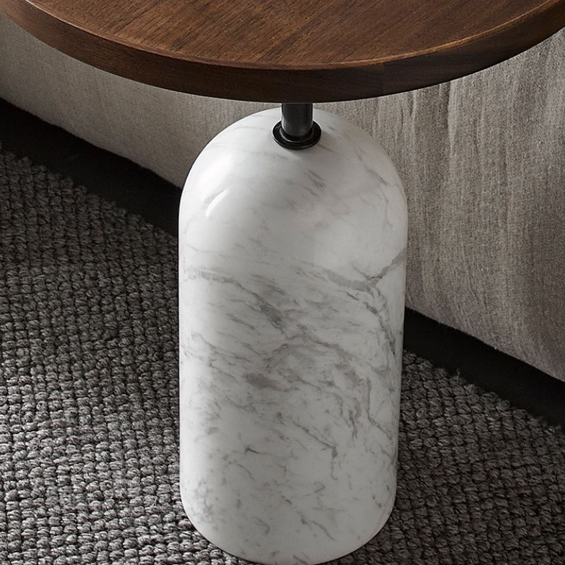 Modern Accent Side Table Sofa Round Pedestal Marble Living Room Corner Table