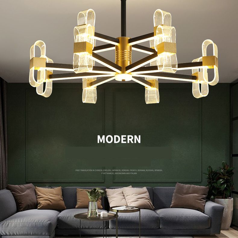 Modern LED Hanging Chandelier Clear Acrylic Shade for Living Room Dining Room