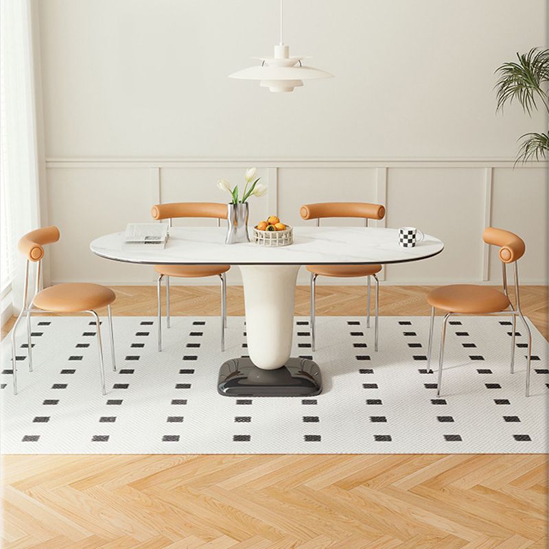 Contemporary Kitchen Dinner Table Oval Pedestal Dining Table