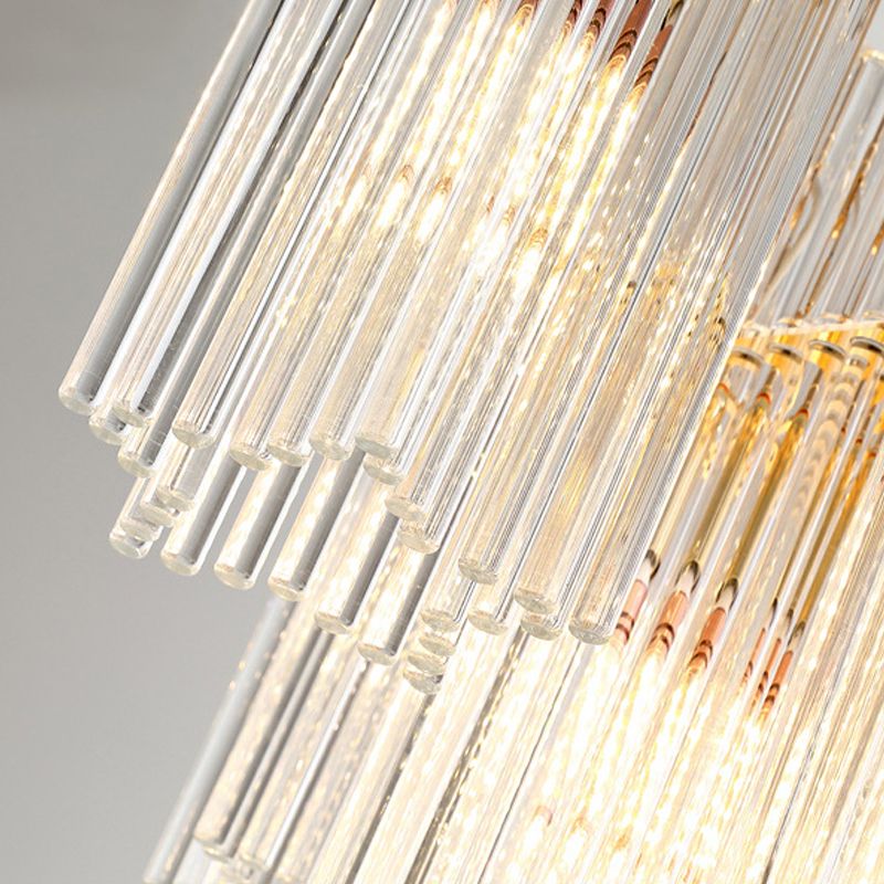 Cilíndrico de cilindro de cilindro Ligero moderno de 6 cabezas Cosco de techo de comedor en oro